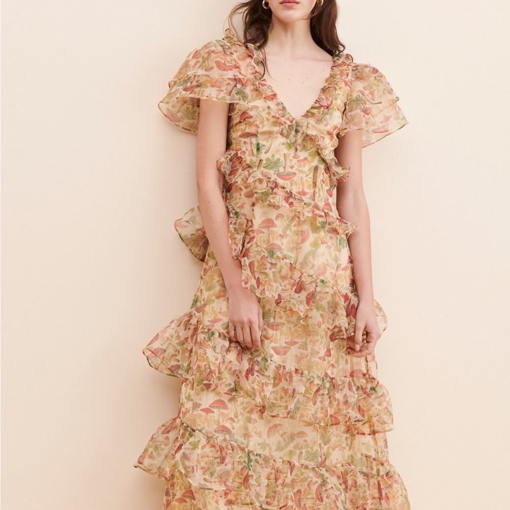 Selkie Mushroom Ruffle Maxi Dress